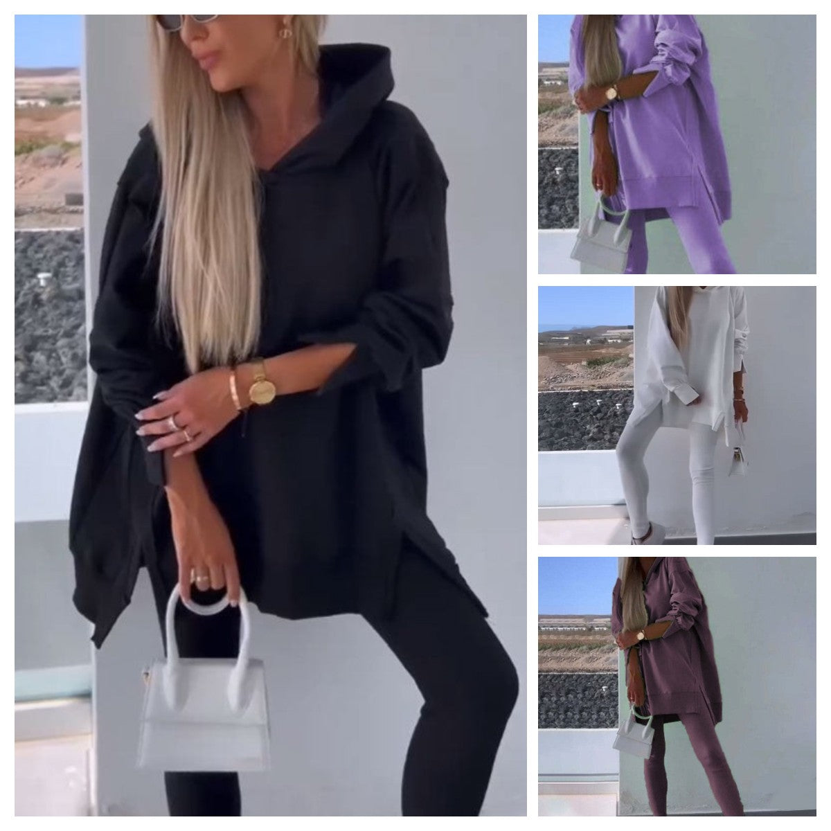 ✨2024 Új termékek💖Kapucnis pulóver és Jogger Leggings 2 darabos szett